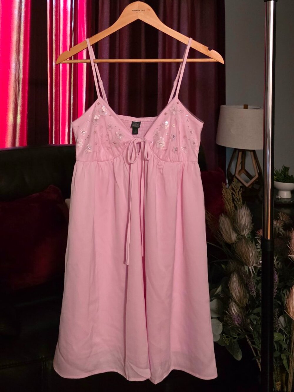 BABYDOLL-STYLE SLIP DRESS with SEQUIN EMBELLISHMENT!